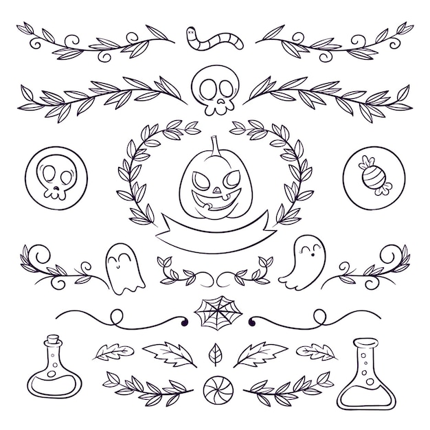 Free vector hand drawn haloween ornaments collection