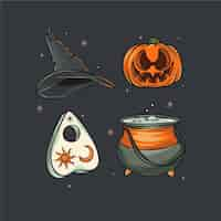 Free vector hand drawn haloween ornaments collection