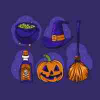 Free vector hand drawn haloween ornaments collection