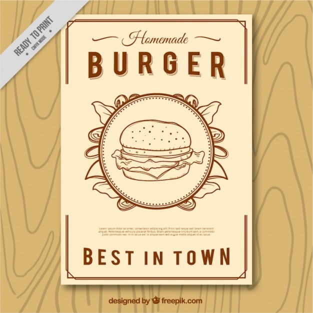 Vettore gratuito mano brochure hamburger disegnato
