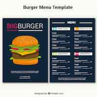 Vettore gratuito menu a base di hamburger a mano