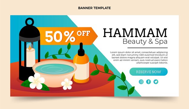 Hand drawn hammam banner template