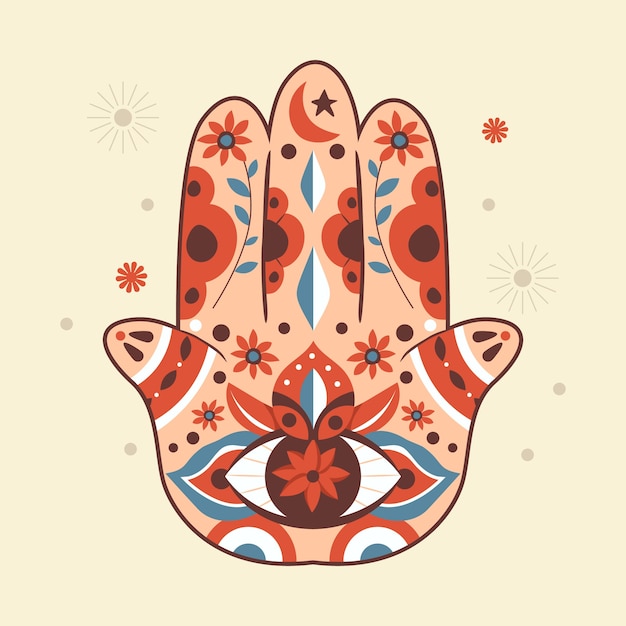 Free vector hand drawn hand of fatima illustration