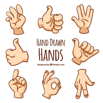 Hand drawn hand gestures