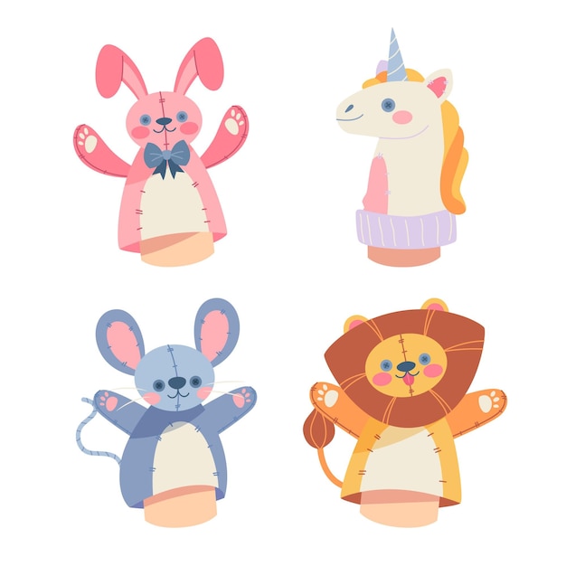 Free vector hand drawn hand puppets pack