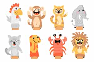 Free vector hand drawn hand puppets pack