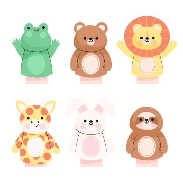 Free vector hand drawn hand puppets pack