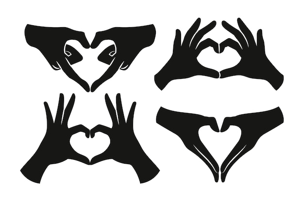 Free vector hand drawn hand silhouette set