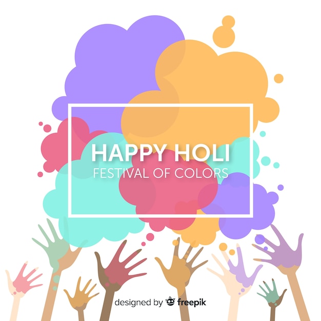 Hand drawn hands holi fesival background