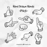 Free vector hand drawn hands pack