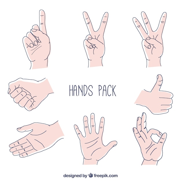 Free vector hand drawn hands pak