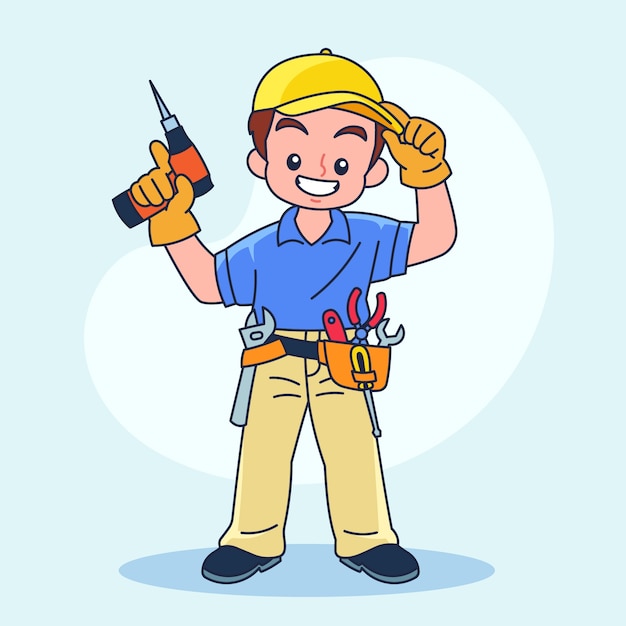 Free vector hand drawn handyman cartoon illustration