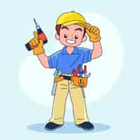 Free vector hand drawn handyman cartoon illustration