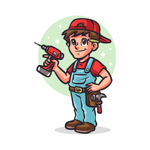 Free vector hand drawn handyman  cartoon illustration