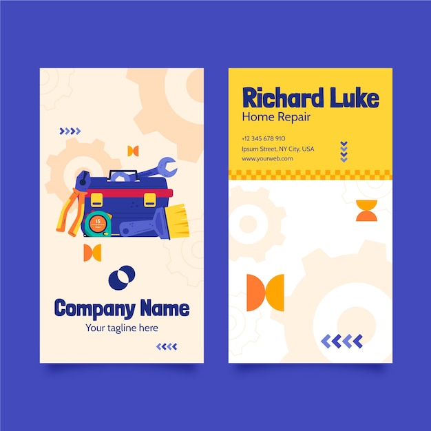 Free vector hand drawn handyman vertical business card