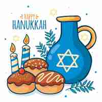 Vettore gratuito concetto di hanukkah disegnato a mano