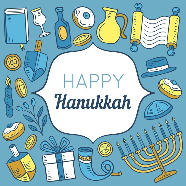 Hand drawn hanukkah concept