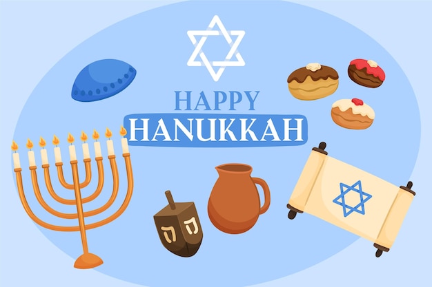 Vettore gratuito concetto di hanukkah disegnato a mano