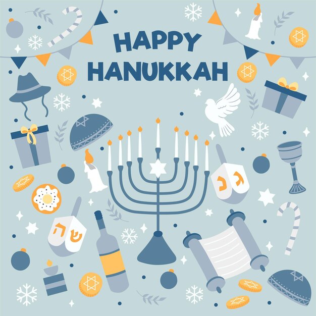 Vettore gratuito concetto di hanukkah disegnato a mano