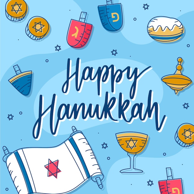 Hand drawn hanukkah concept