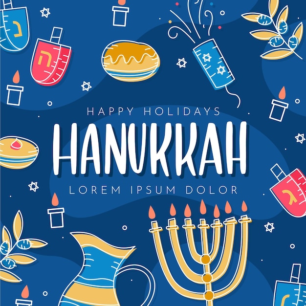 Vettore gratuito concetto di hanukkah disegnato a mano