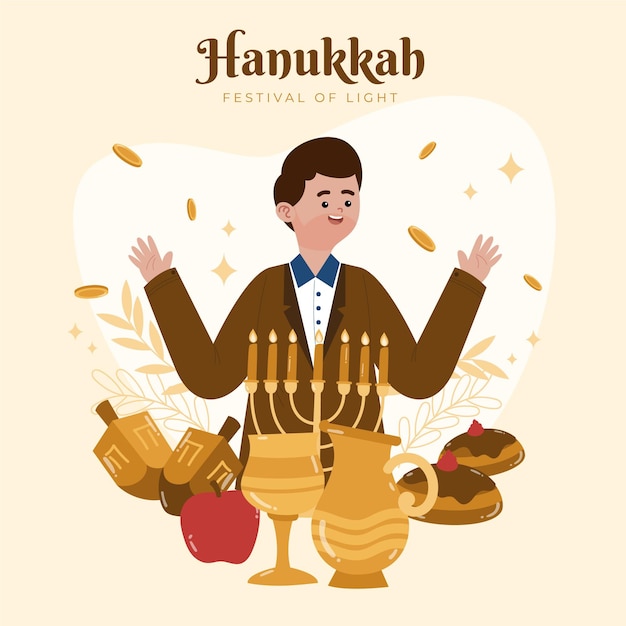 Free vector hand drawn hanukkah illustration