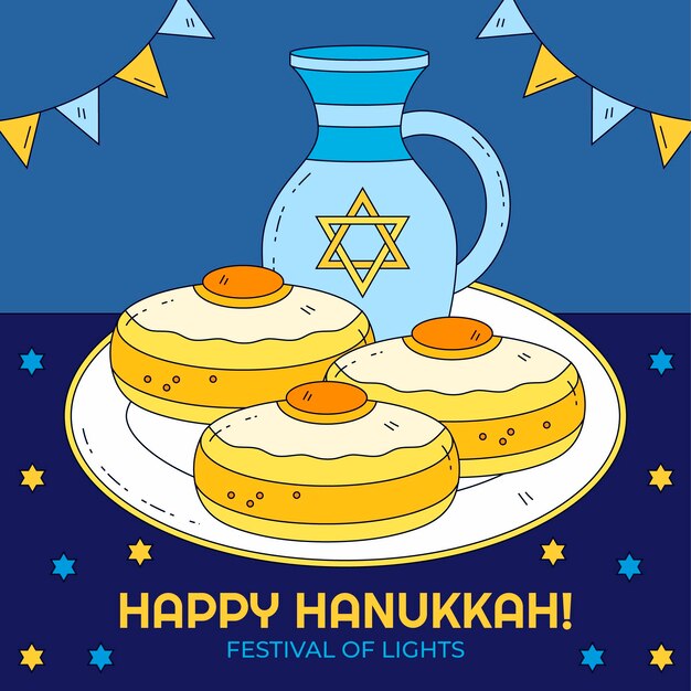 Hand drawn hanukkah illustration