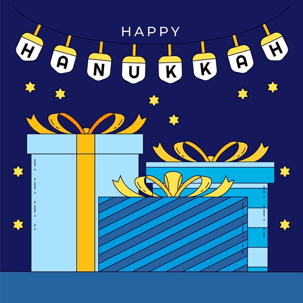 hand drawn hanukkah illustration