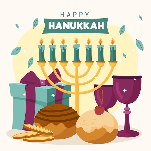 Vettore gratuito hanukkah disegnato a mano