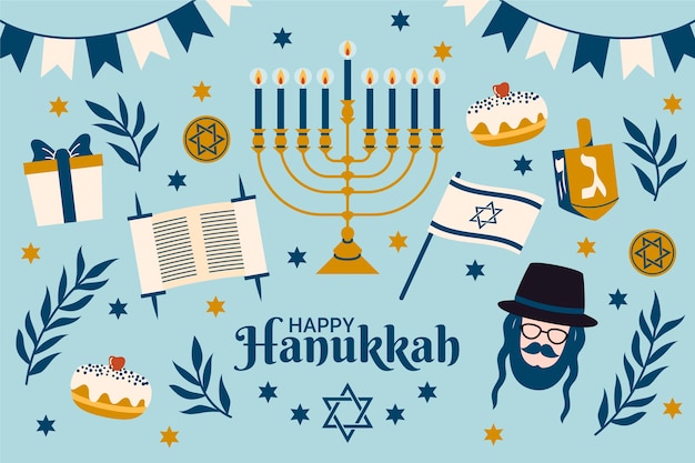 Vettore gratuito hanukkah disegnato a mano