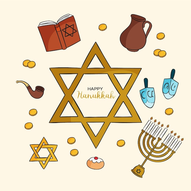 Vettore gratuito hanukkah disegnato a mano