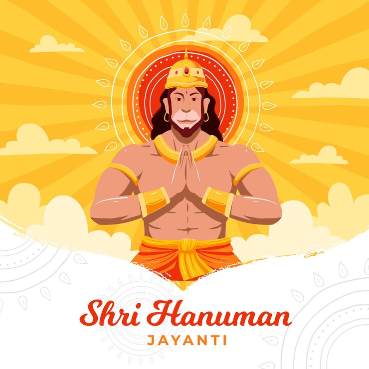 मुफ़्त वेक्टर हाथ से बनाया गया हनुमान जयंती चित्रण