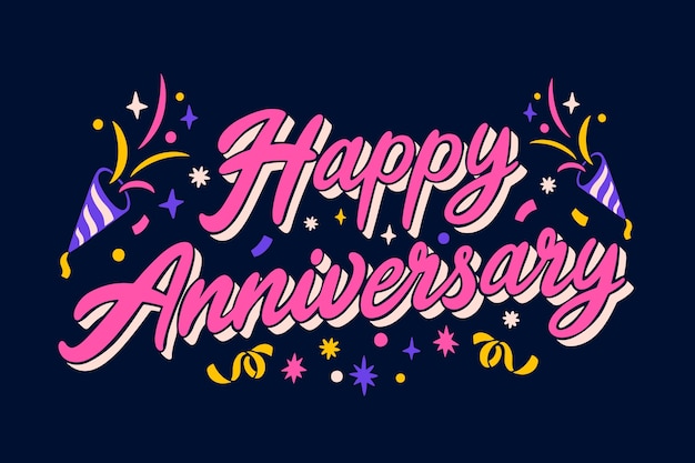 Free vector hand drawn happy anniversary background