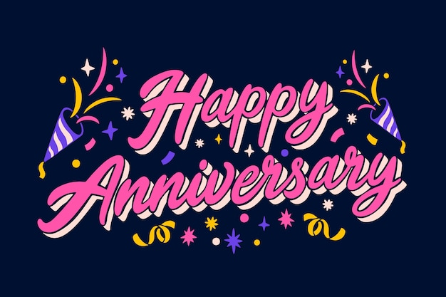 Free vector hand drawn happy anniversary background