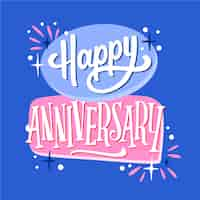 Free vector hand drawn happy anniversary lettering background