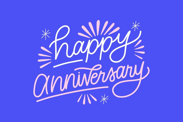 Hand drawn happy anniversary lettering background