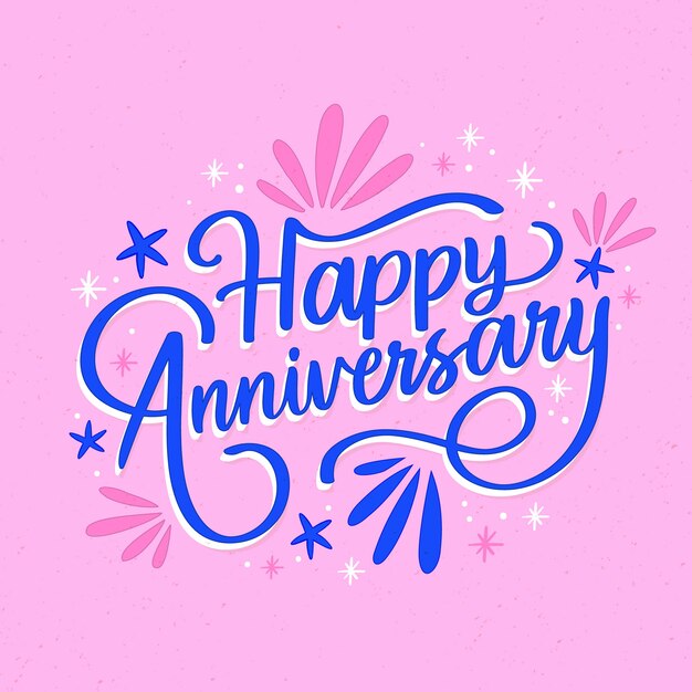 Hand drawn happy anniversary lettering background