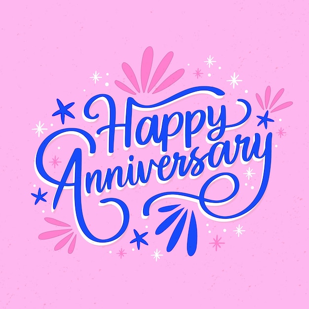 Hand drawn happy anniversary lettering background