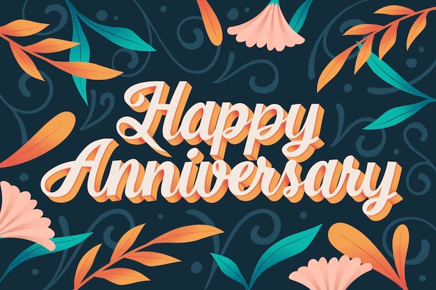 Free vector hand drawn happy anniversary lettering background