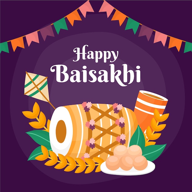 Free Vector | Hand drawn happy baisakhi illustration