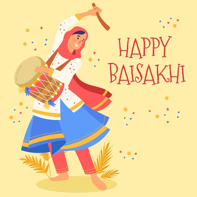 손으로 그린 행복 baisakhi 디자인