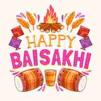 Free vector hand-drawn happy baisakhi design