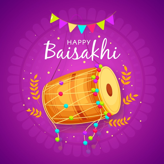 Baisakhi felice disegnato a mano