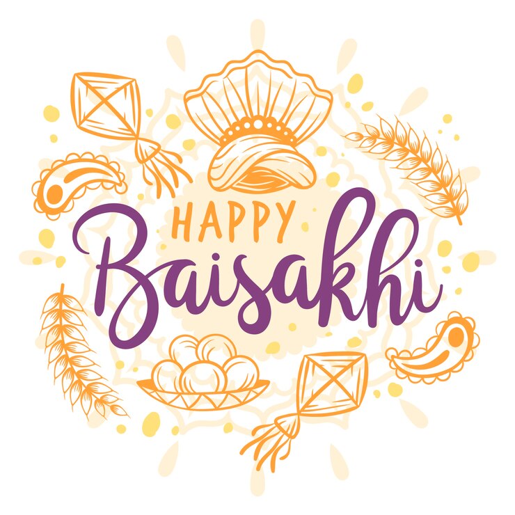 मुफ़्त वेक्टर hand drawn happy baisakhi