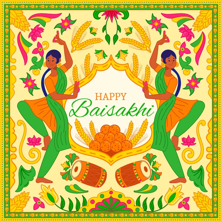 Free Vector hand drawn happy baisakhi