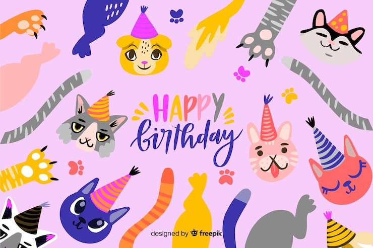 무료 Vector 손으로 그린 생일 축 하 배경