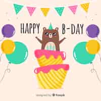 Free vector hand drawn happy birthday background