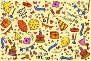 Free vector hand drawn happy birthday background