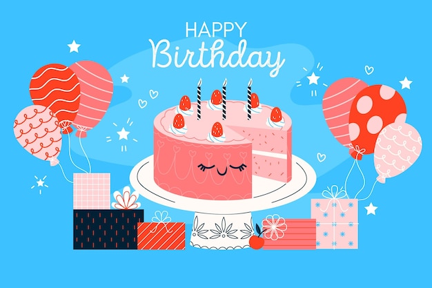 Free vector hand drawn happy birthday background