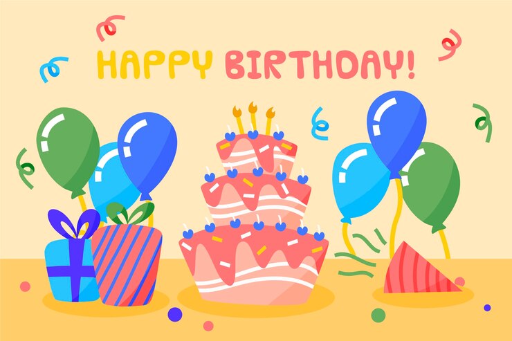 무료 Vector 손으로 그린 생일 축 하 배경